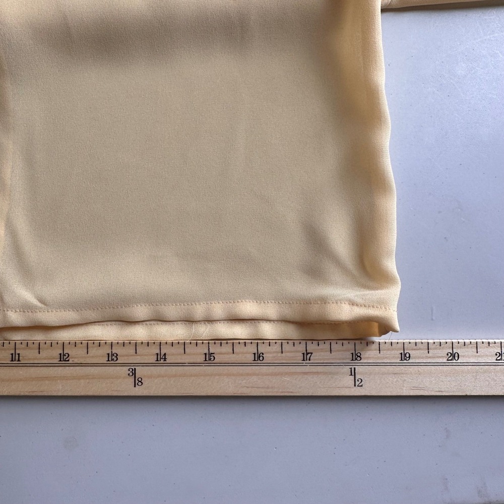 Christian Dior Vintage Yellow Chiffon Button Down Blouse Pleated Shoulder Size 6 - Picture 13 of 16